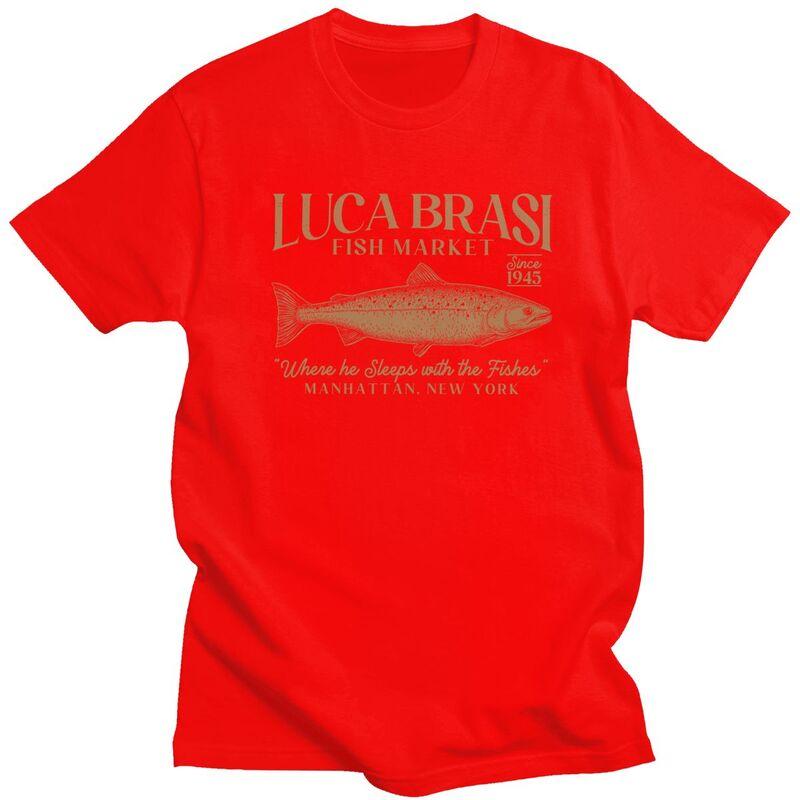 Vintage Luca Brasi Fish Market Since 1945 Tshirt Unisex Short Sleeve Casual Clothing Loose Oversized 100 Cotton Camisetas S
