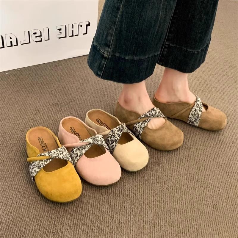 White Deer Spring and Summer New Fashion Versatile Small Height Increase Soft Bottom Baotou Slippers