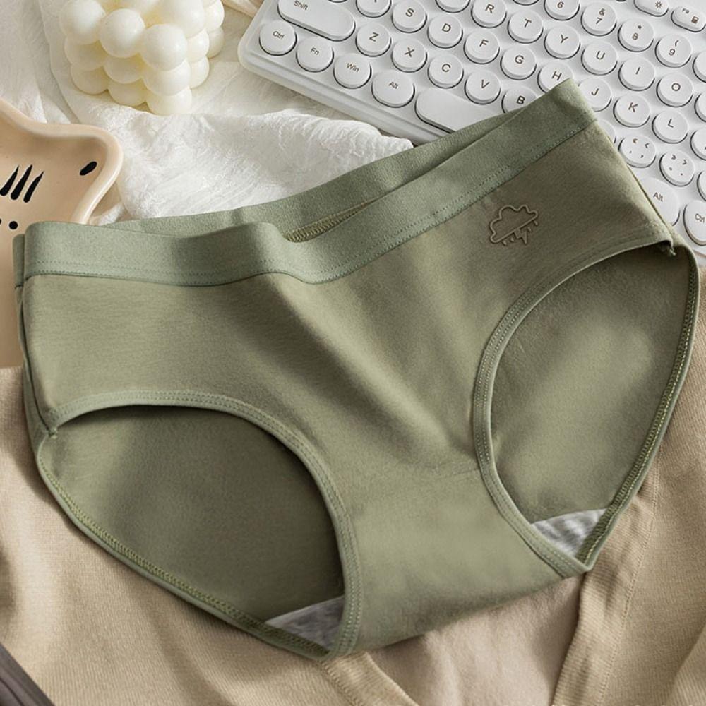 5Pcs Mid Waist Solid Color Panties Cotton Crotch Underwear for Women Fashion Seamless Briefs  Girl