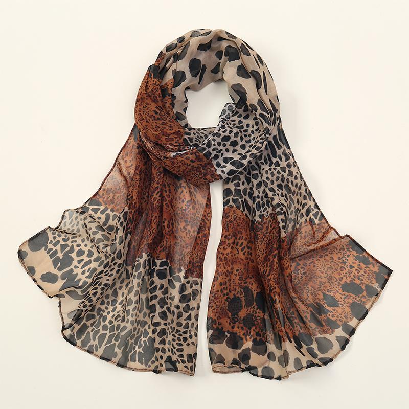 50X160cm Echarpe Fine En Mousseline De Soie Imprimee Leopard Pour Femmes Musulmanes, Chales Hijab, Enveloppes Respirantes