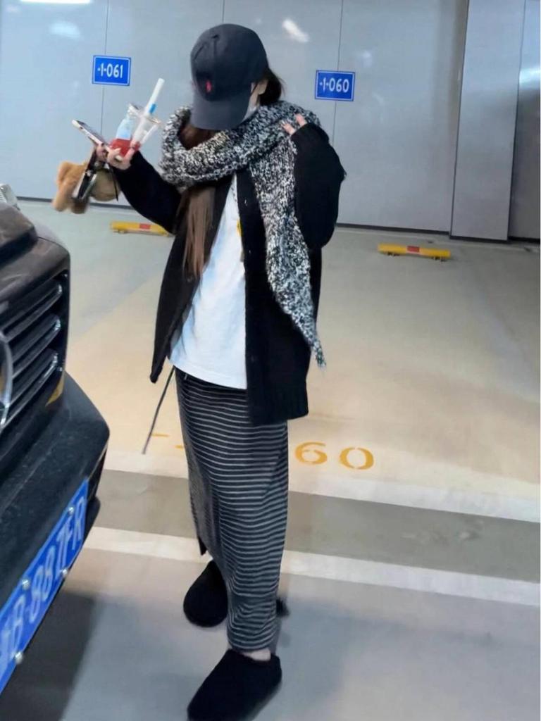 Winter Women's Cozy Korean Long Skirt with Fleece, Striped Color Block, and Comfortable H-Shape Design