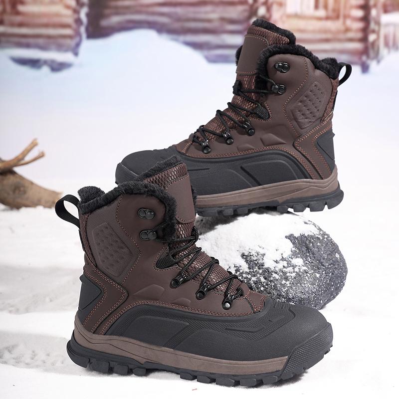 TUINANLE Winter Hiking Boots for Men Outdoor Mountain Climbing Shoes Wear-resistant Camping Trekking Sneakers Plush