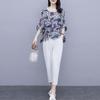 2 Piece Sets Women Casual Tops and Pants Summer Simple Style Vintage Embroidery Loose Female Suit