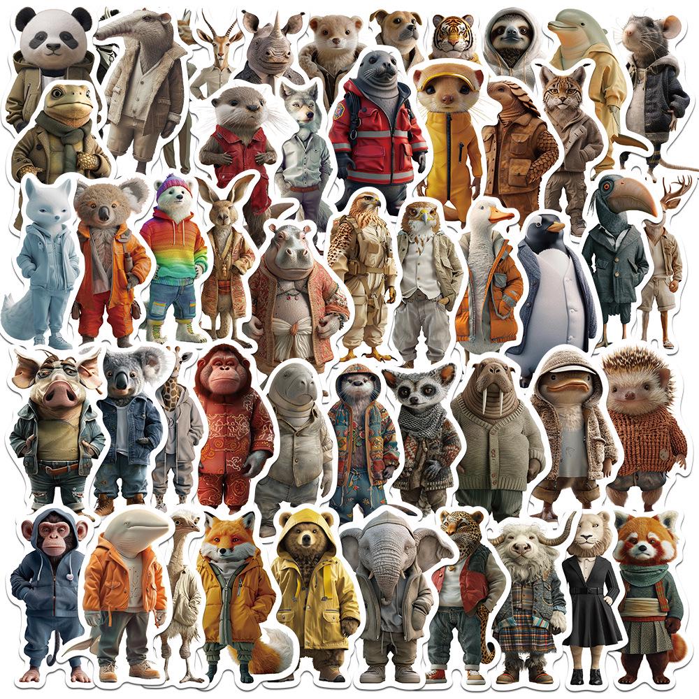 Sada samolepek divoké zvěře: Los, Alpaka, Panda & Lev