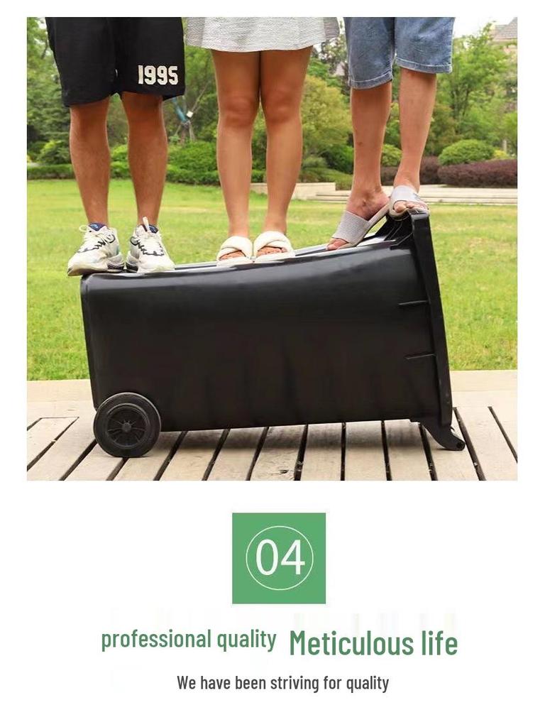 Commercial 240L Outdoor Thickened Plastic Trash Bin with Lid