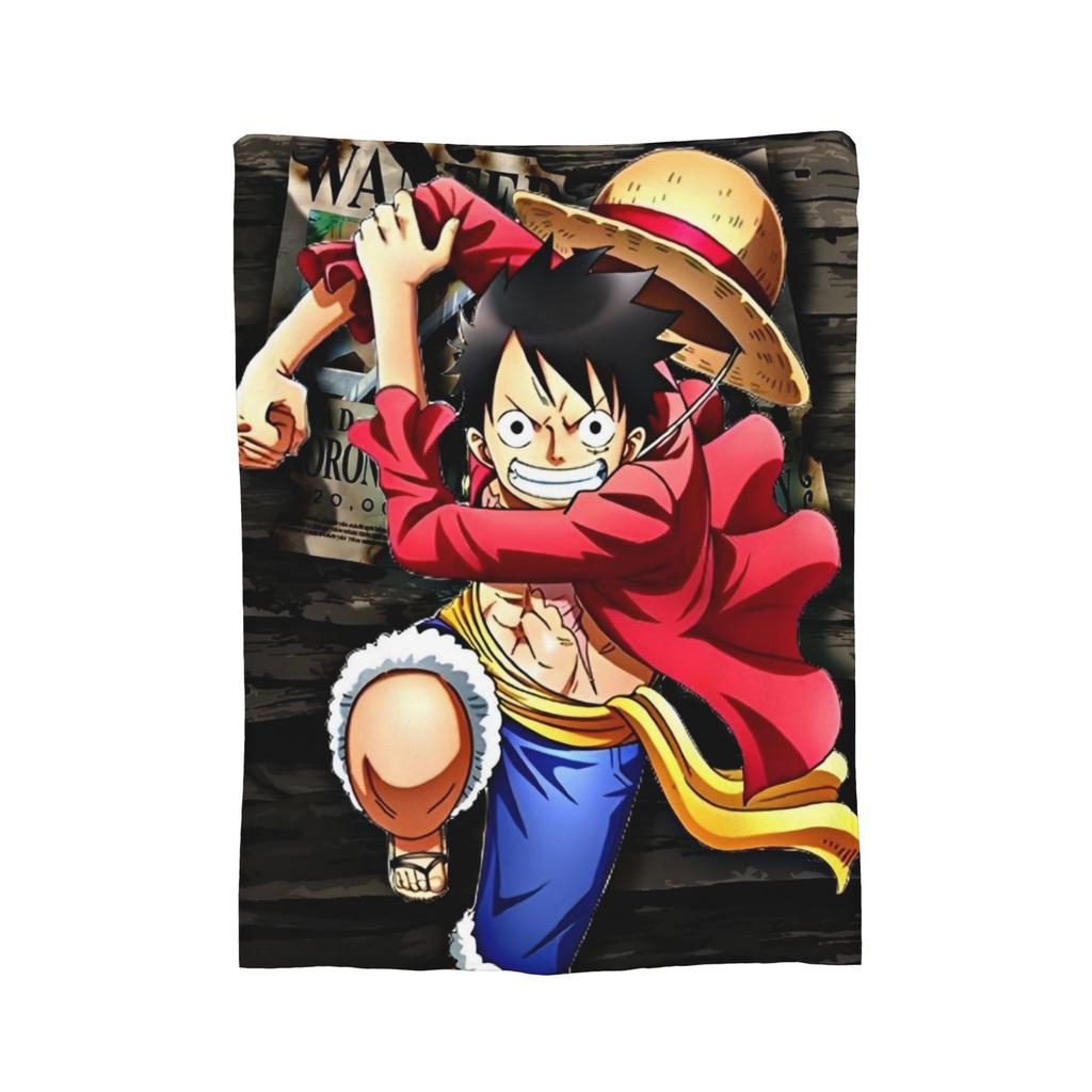 Luffy Roronoa Zoro Blanket Anime Wool Novelty Warm Throw Blankets for Home Restaurant Autumn/Winter,