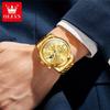 OLEVS Mulitifunction Quartz Watch for Men Original Stainless Steel Waterproof Luminous Chronograph Moon Phase Man Watch