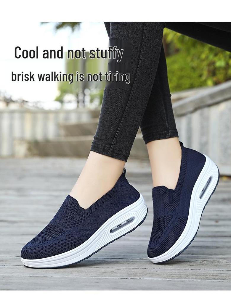 Women's Casual Thick-Soled Breathable Mesh Height-Increasing Shoes with Soft, Shock-Absorbing Air Cushion Soles