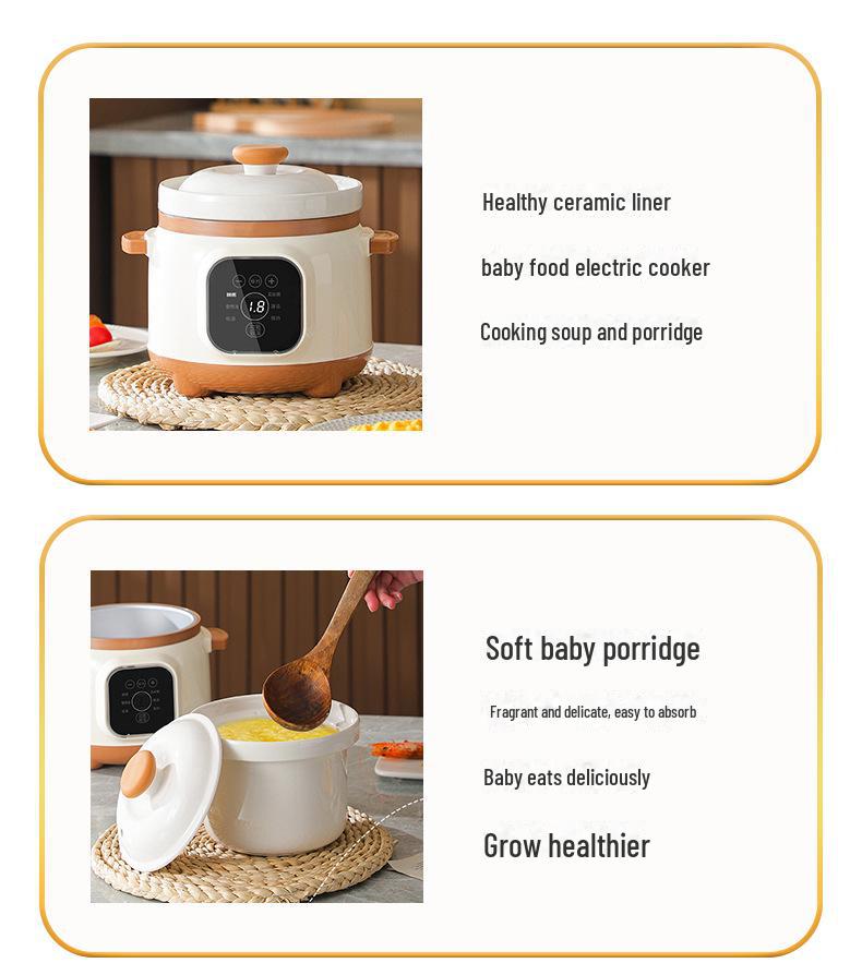 Multifunktionaler elektrischer Kochtopf für Brei & Suppe - Mini Keramik mit Timer & Terminfunktion