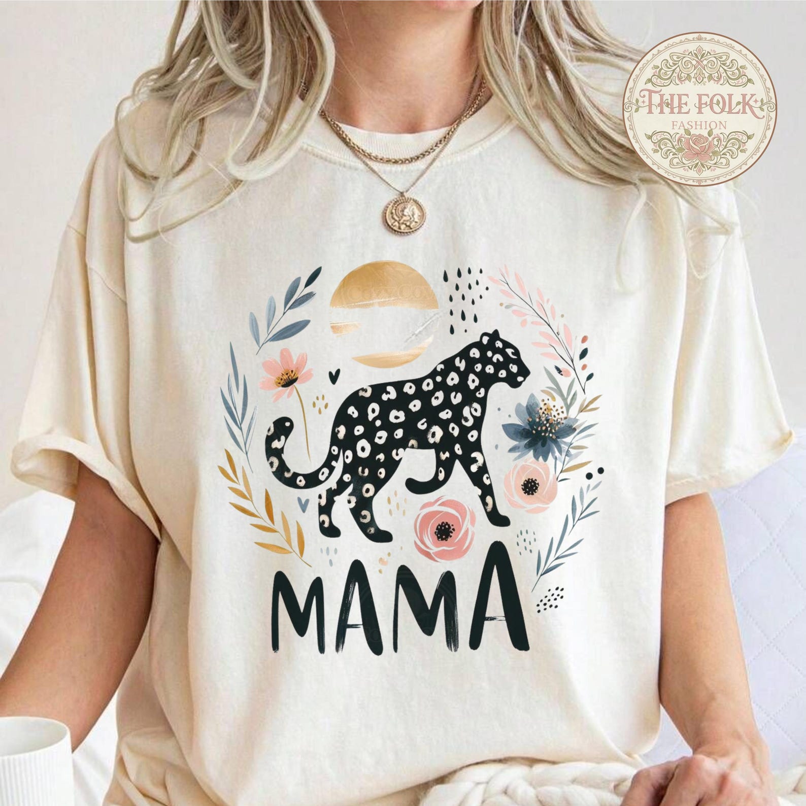 Mama Leopard Shirt, Aesthetic Cheetah Mama Tee, Boho Botanical Motherhood Gift, Comfort Colors Leopard Print T-shirt, Safari Gift for Mom S