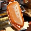 Leather Handmade Car Key Case for Skoda SEAT VW Golf 8 Mk8 3 BNT Key Fob Genuine Leather Case Cover Keyring Shell Bag