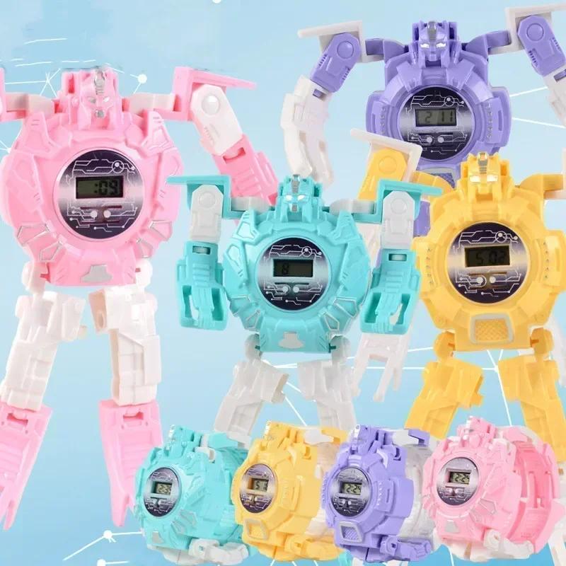 Cartoon Electronic Deformation Children Watch Children Creative Manual Transformation Robot Toys Perfect for Children's Birthday