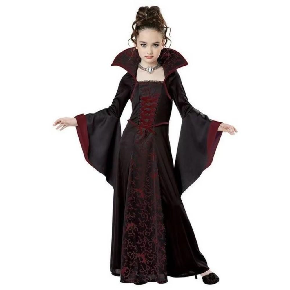 Girls Size 4-12Y Witch Cosplay Costume Black Color Cosplay Dress Gown  Cosplay Events