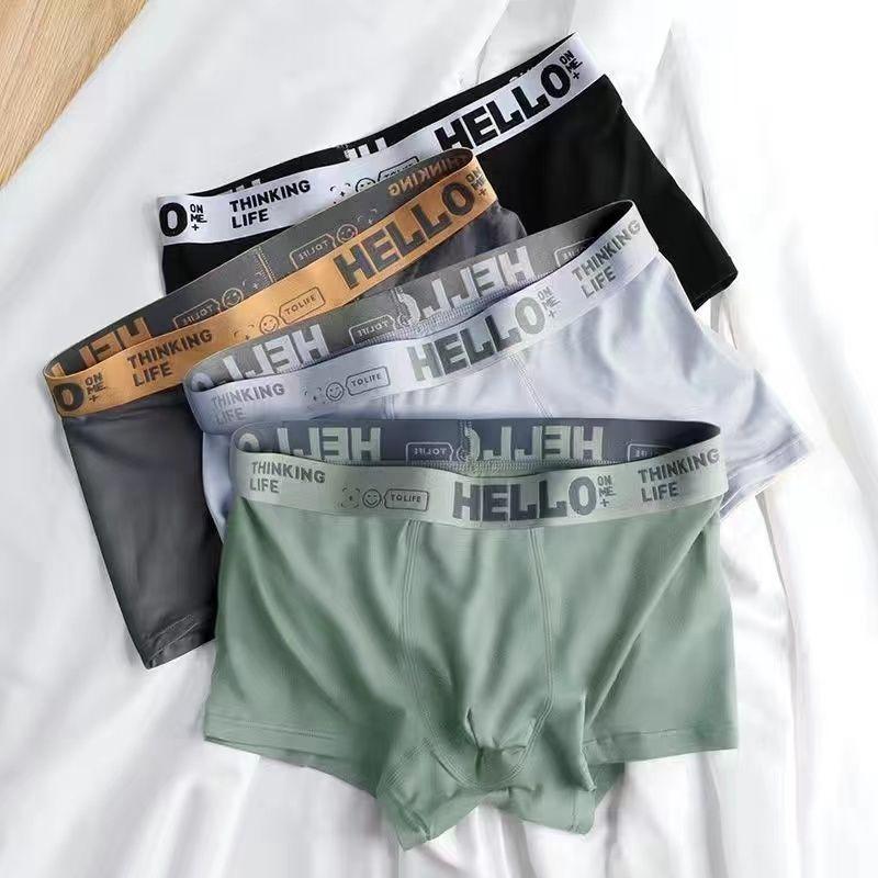 4ks Značkové pánské spodní prádlo Boxer Bavlna Písmeno Ropa Interior Hombre Pánské boxerky Cuecas Masculinas Pánské slipy Velikost M-3XL