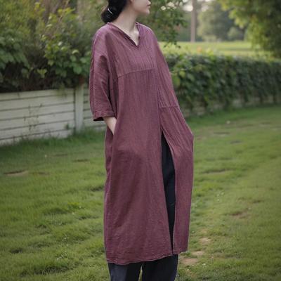 Damen Vintage Jacquard Kleid V-Ausschnitt Kurze Ärmel Sommer Hohe Qualität Chinesischer Stil Kleid