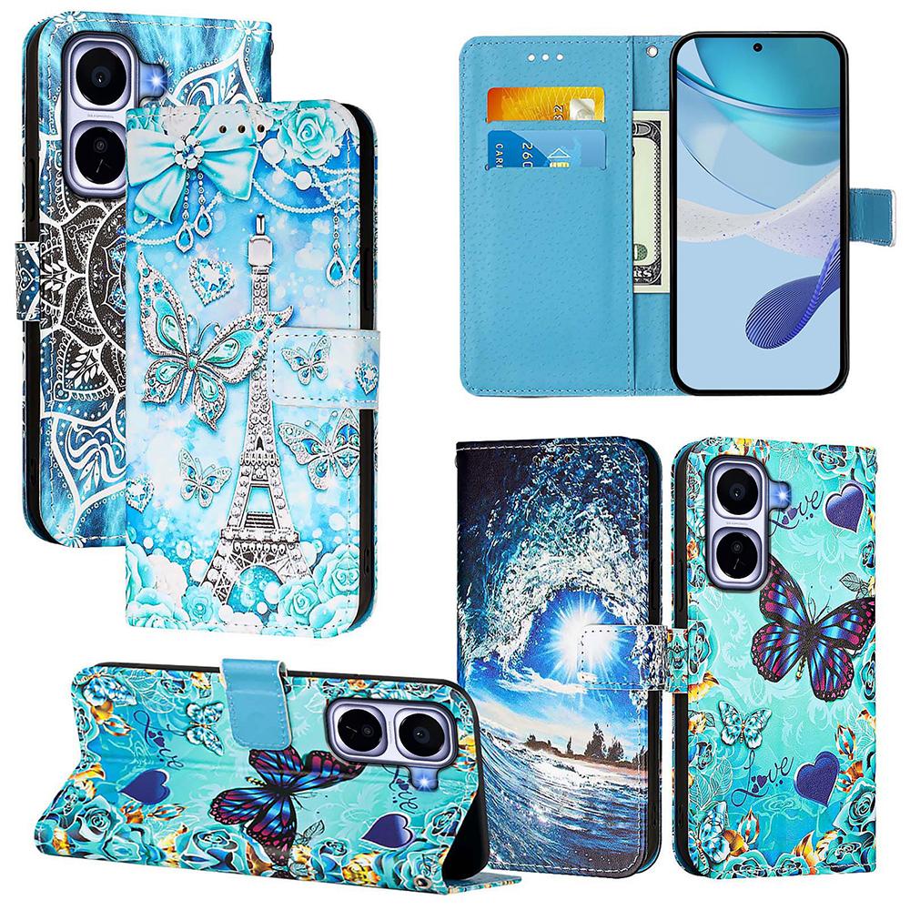Cute Painted Leather Flip Phone Case on For vivo iQOO 15 Neo 11 Z10 Lite Z10X Z9X Z9 Turbo Z9S Pro Wallet Stand Book Cover Cards