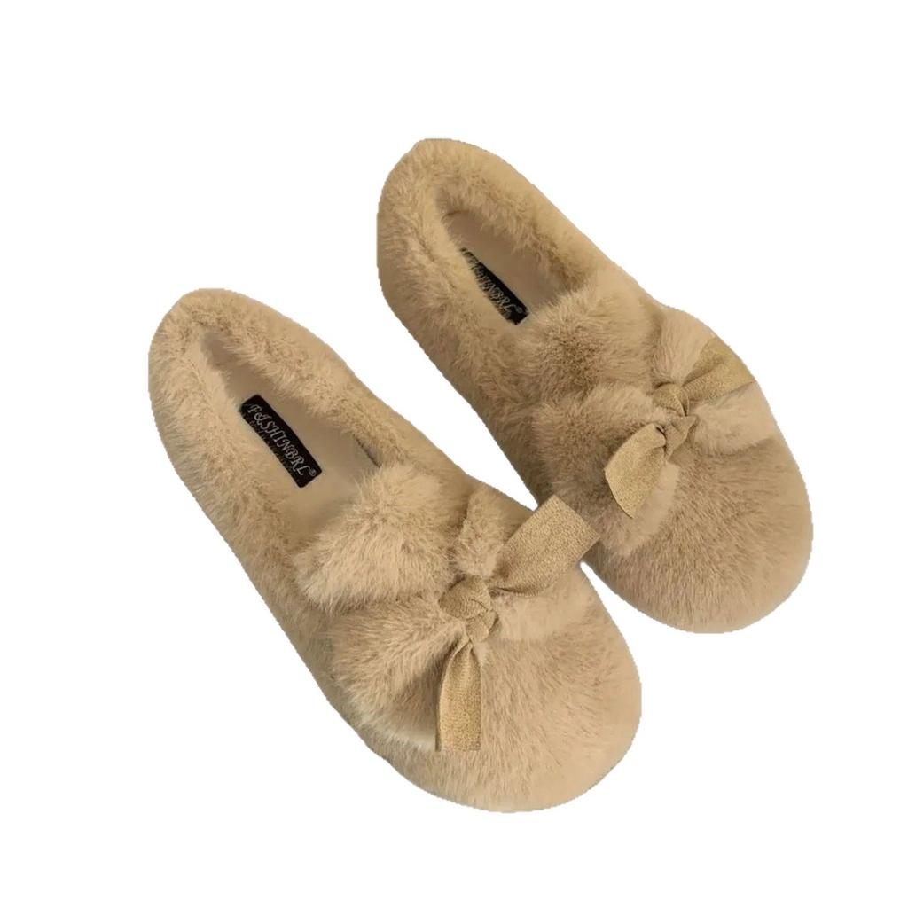 Doudou shoes women's winter velvet cotton shoes new bow fluffy shoes velvet cotton shoes women