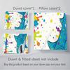 Three-Piece Quilt Cover Painted Shark Children'S Bedding Boys And Girls Quilt Cover Pillowcase Home Textile Kit