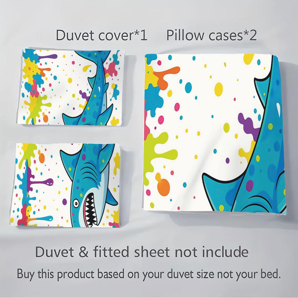 Three-Piece Quilt Cover Painted Shark Children'S Bedding Boys And Girls Quilt Cover Pillowcase Home Textile Kit