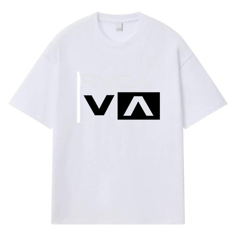 2026 RVCA VA Logo Nadruk Graficzny Streetwear Y2k Harajuku Męskie Damskie Ubrania 100% Bawełna Koszulka Casualowa Oversize Letnia Męska Koszulka