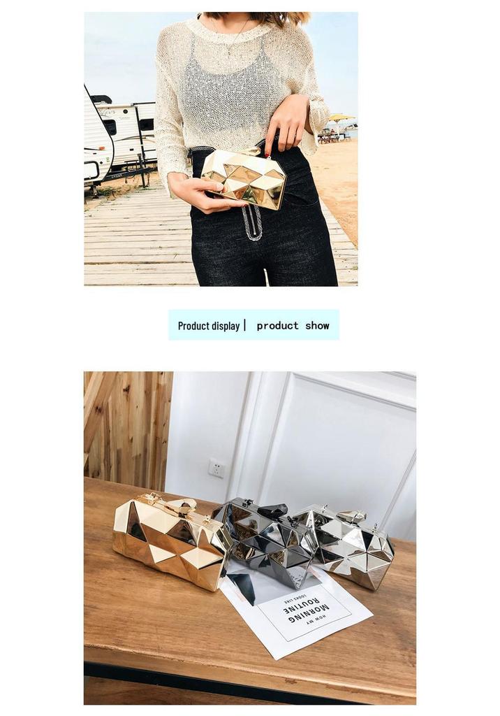 2026 Bestseller Metall-Box-Clutch Handgehaltene Kette Schultertasche für Abend & Bankett