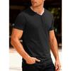 Men Henley Neck Short Sleeve Slim Fit Solid Color Casual Multiple Color Options T Shirt