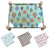 1Set Cat and Dog Hammock Bed  Wooden Cat Hammock Elevated Cooling Bed Detachable Portable Indoor Outdoor Pet Bed