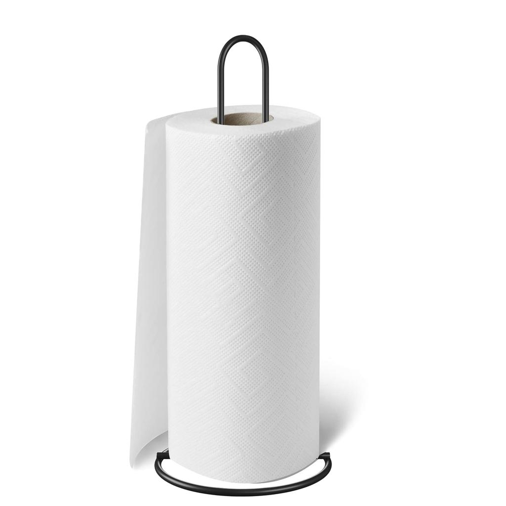 Two Freestanding Toilet Paper Roll Holders for Bathroom and Kitchen Storage (Black)