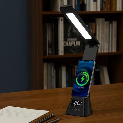 Lampe de bureau multifonction dimmable rechargeable style moderne lampe de bureau à chargement sans fil design pliable multifonctionnel
