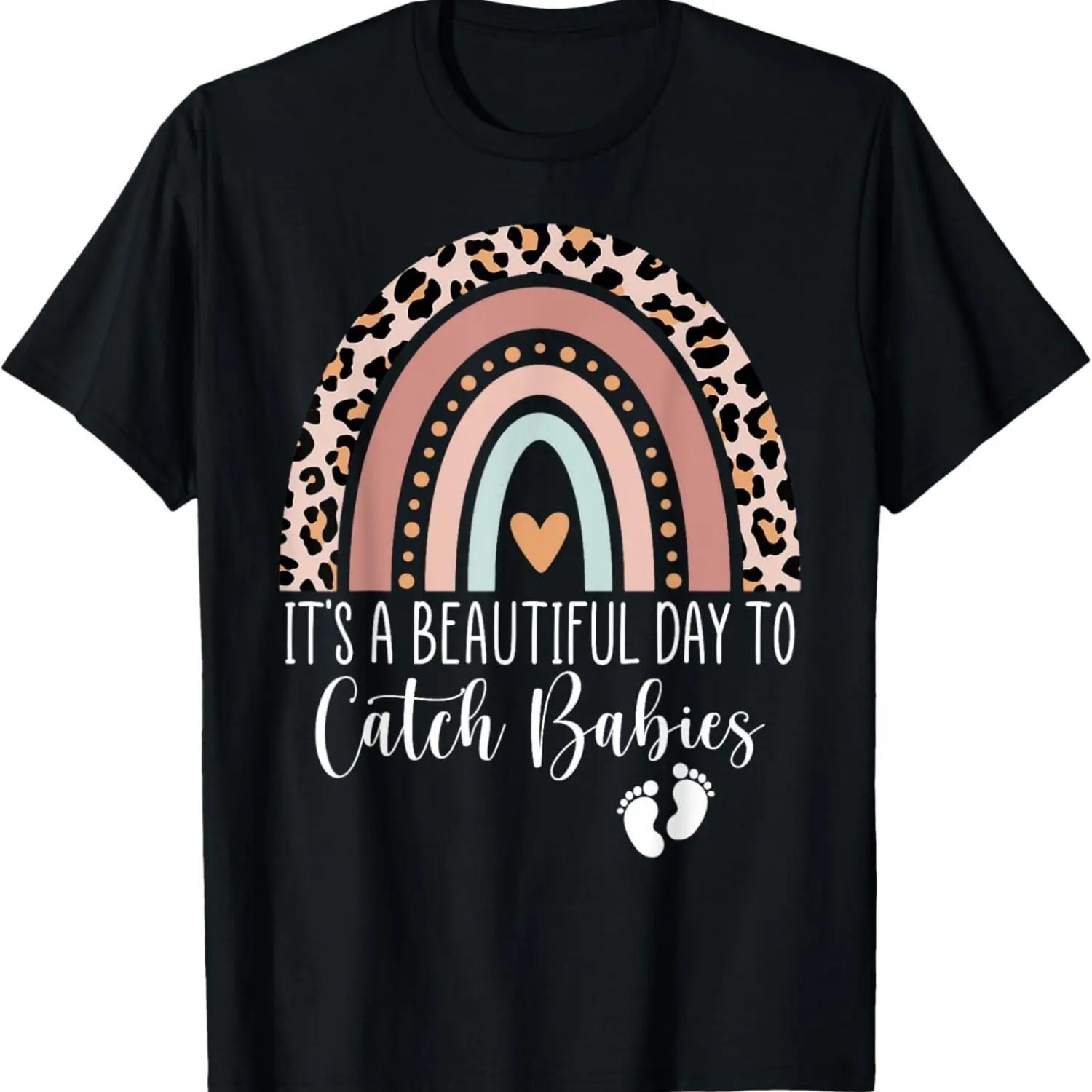 Прекрасный день, чтобы ловить младенцев Акушерка Медсестра ЛД Радужная футболка XXXXXL чёрный