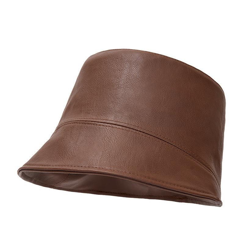Unisex kapelusz typu bucket ze skóry PU - Stylowy, jednokolorowy kapelusz rybacki do noszenia na co dzień/w mieście (4 opcje kolorów)