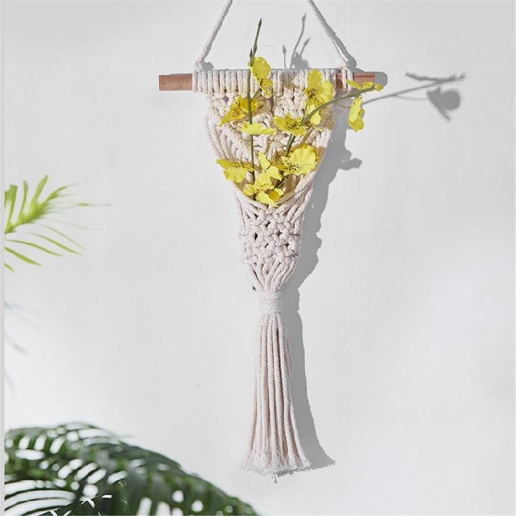 Tillandsia Ständer Zimmerpflanzenhalter Wandbehang Baumwoll-Makramee Pflanzenkorb