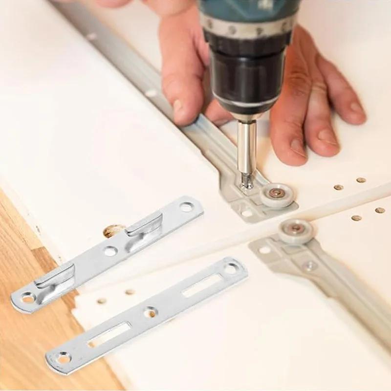 8pcs Bed Hinge Rain Supply Rail Brackets Bedframe Frame Risers Hook Cabinet Hinges Brackets Buckle Stainless Steel All-match