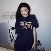 Ladies Summer Short Sleeve Round Collar  Cartoon Rabbit Printed Loose Pullover Casual T Shirt Top