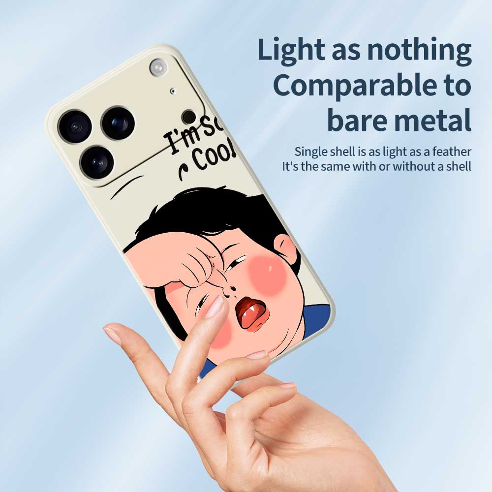 For iPhone 17 Pro Max Case Make Faces Kid Pattern Printing Straight Edge TPU Phone Back Cover
