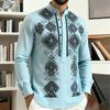 Men Geometric Ethnic Print Stand Collar Long Sleeve Shirt