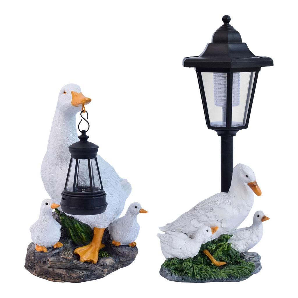 Duck Solar Lamp Decorative Resin Figurine Yard Sculpture for Garden Pond and Patio Decoration