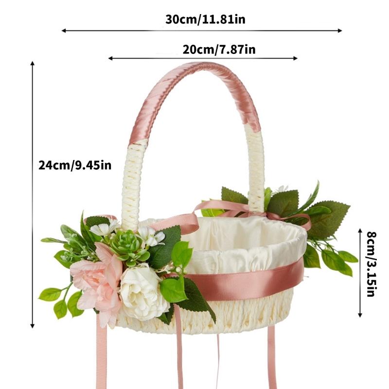 Rattan-Blumenkörbe Kleine Halbmond-Rattan-Körbe Mit Griff Und Plastik-Einsatz Für Hochzeits- Und Heimdekorationen