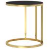 Vidaxl Side Table, Gold Frame And Black Tempered Glass, 45 Cm