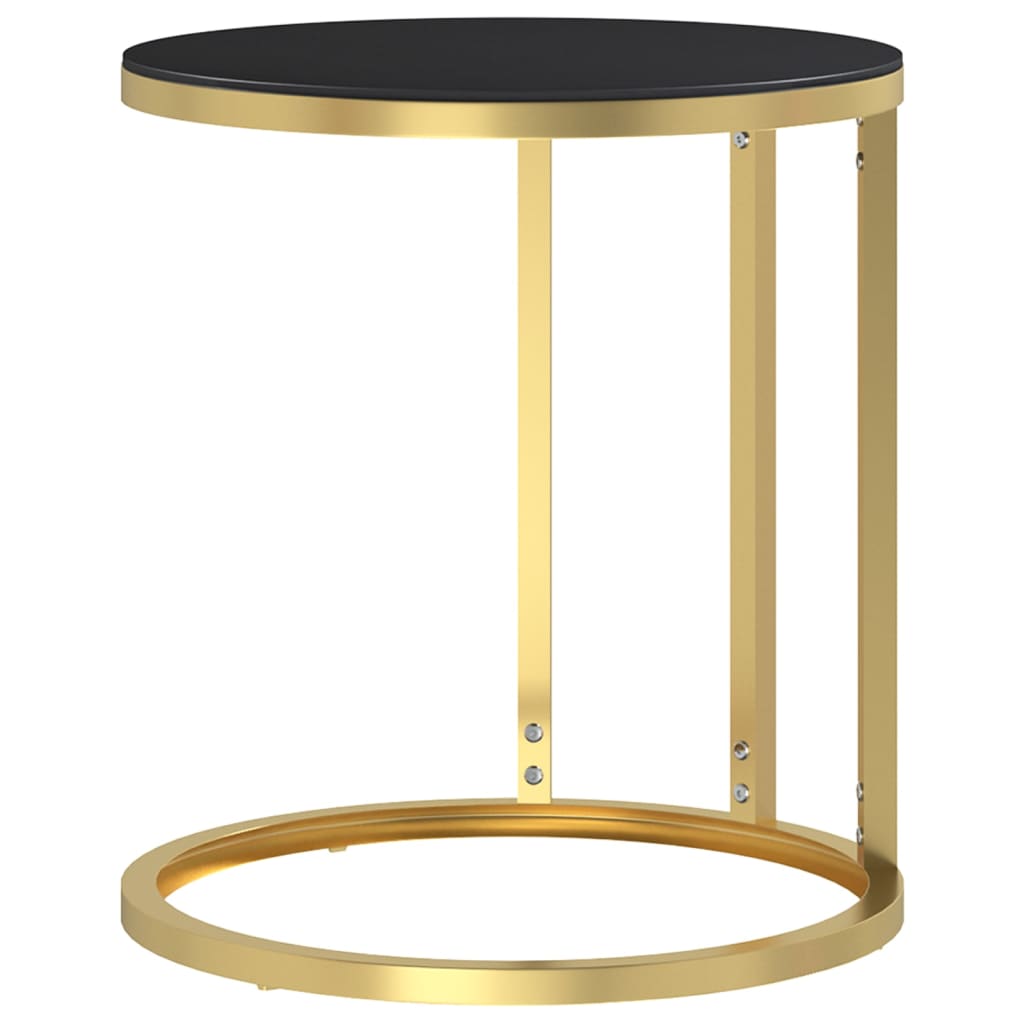 Vidaxl Side Table, Gold Frame And Black Tempered Glass, 45 Cm