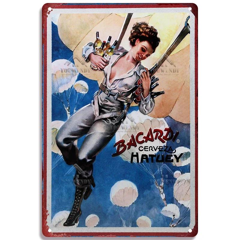 Retro Bacardi Metal Sign, Tin Sign, Rum Brand Plaque, Vintage Plates, Wall Decor, Poster, Bar, Man Cave, Shabby Chic Decorati