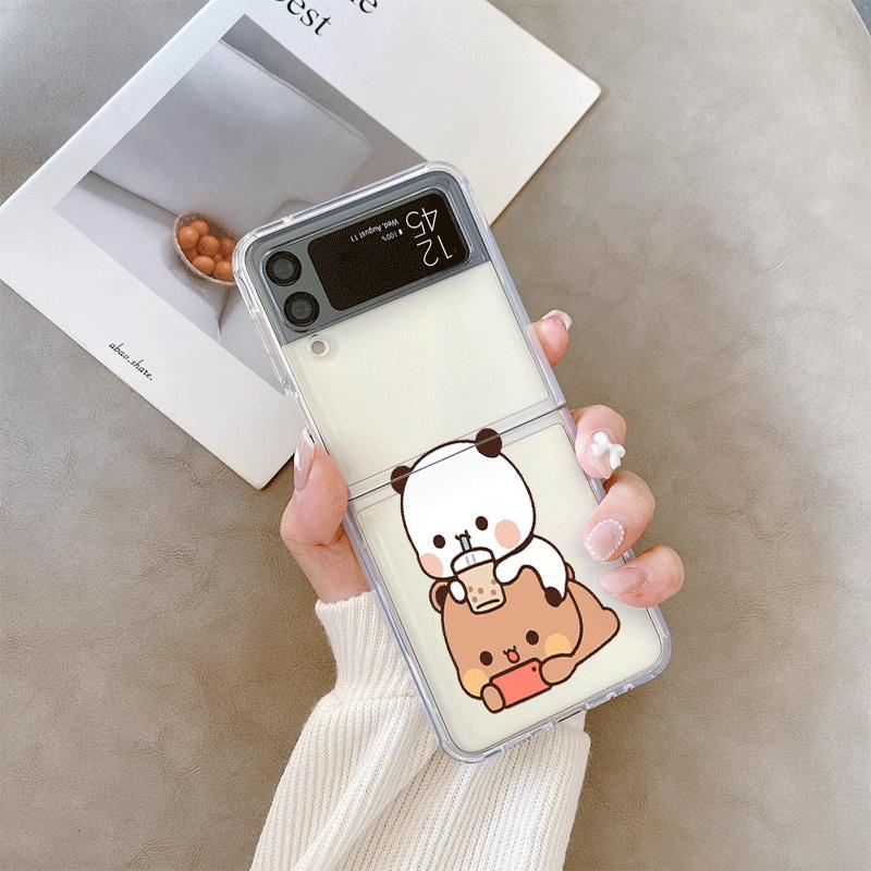 Funny Catoon Dudu Bubu Couple Phone Case for Samsung Galaxy Z Flip 5 4 6 7 INS Korea Soft Cover for Zflip 4 3 Cover Paired Coque