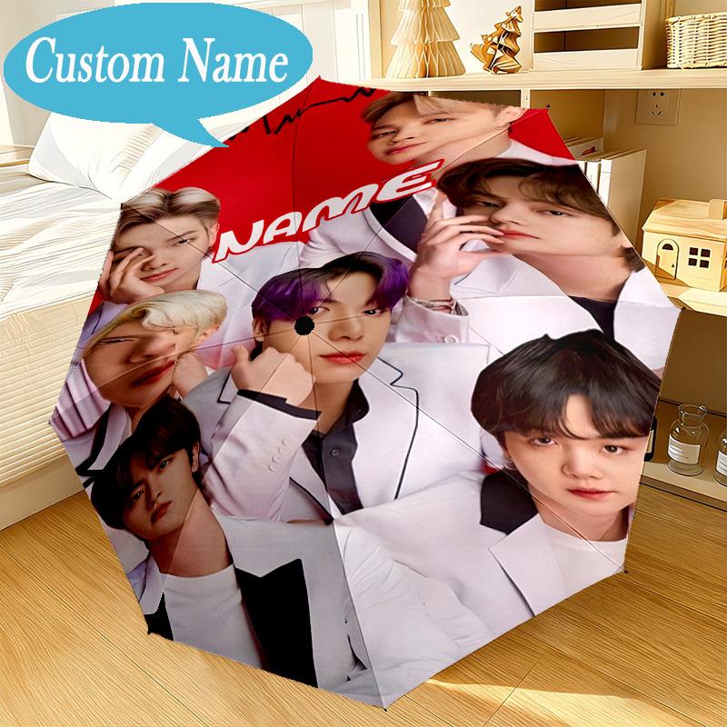 Custom Name Umbrella K-pop Stars Formal Attire Umbrella 8-Frame for Travel, Camping, Casual Lightweight Portable, Essential for Family Gifts