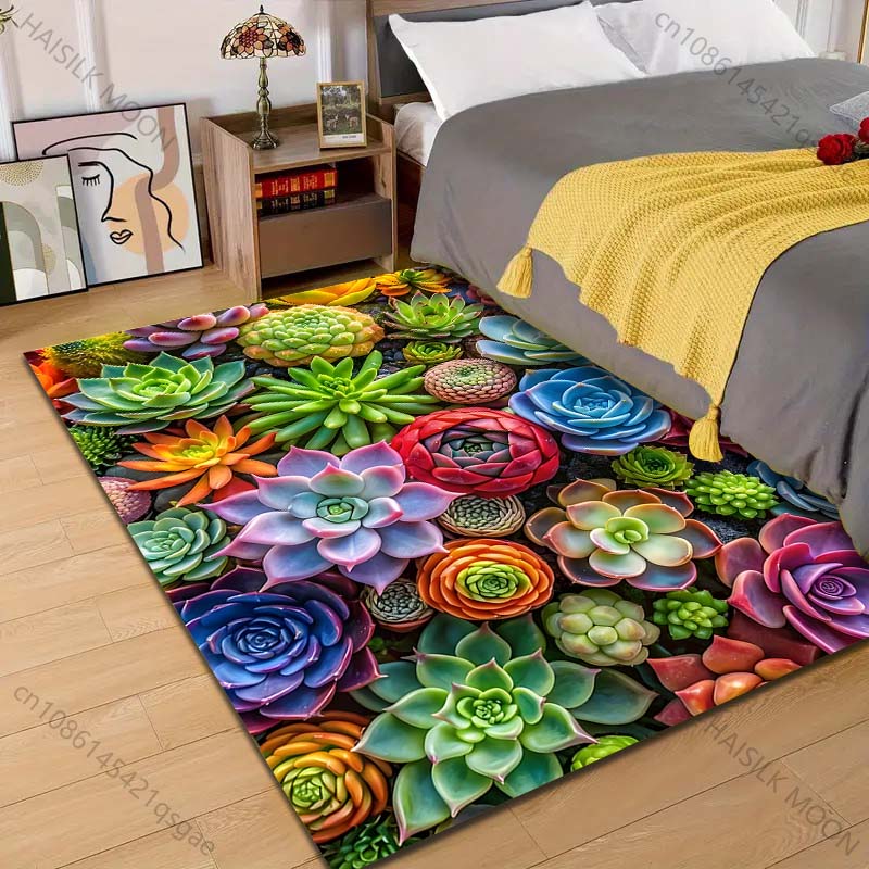

Multiple sizes Colorful succulent plants close-up Carpet for Living Room Bedroom Sofa Home Decor Rus Non-slip Floor Mat 40cm x 60cm