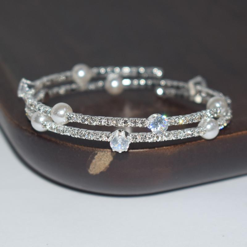 1Pcs Dainty Gold Plated Pearl Bracelet With Shiny Cubic Zirconia Perfect For Daily Weddings Parties Gifts For Women