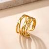 18k Gold Plated Cross Cutout Stainless Steel Ring with Hollow Design