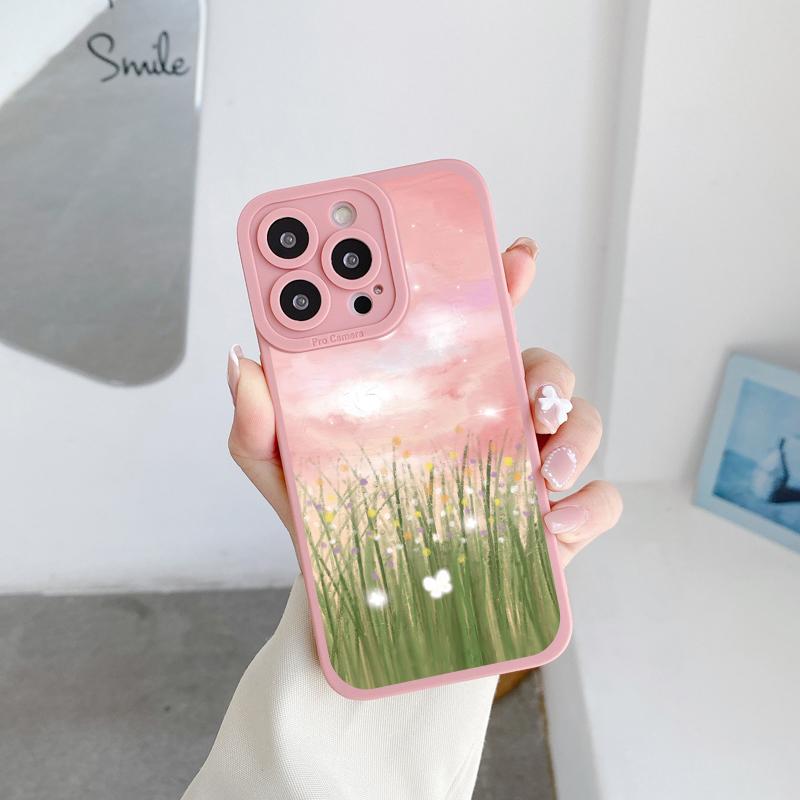 Art Oil Painting Flowers Phone Case For iPhone 14 11 12 13 Pro Max For iPhone XS X XR 7 8 Plus SE2 Soft Silicone Back Covers