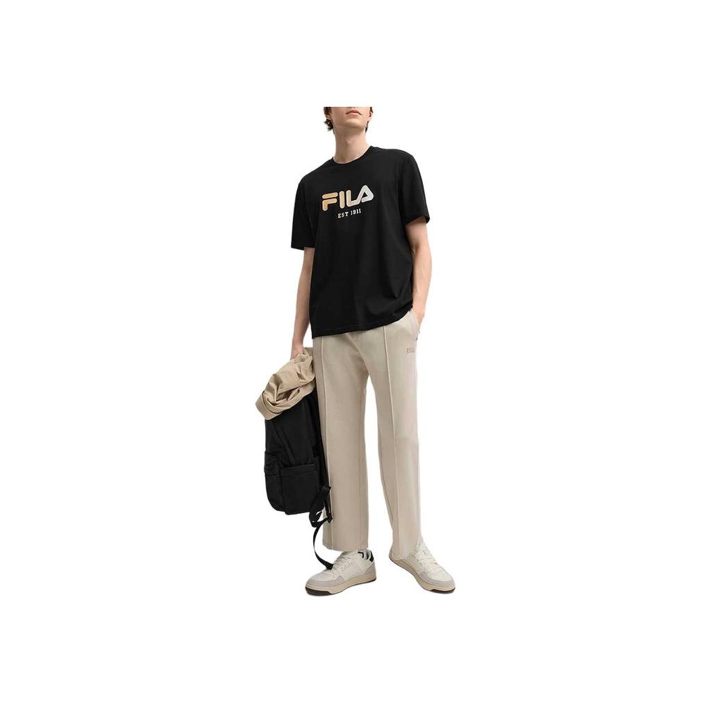 FILA Original Cool And Comfortable Breathable Skin-Friendly Short Sleeve T-Shirt Unisex Tops Black Gold Frozen-Lemon F51M519106F-BG