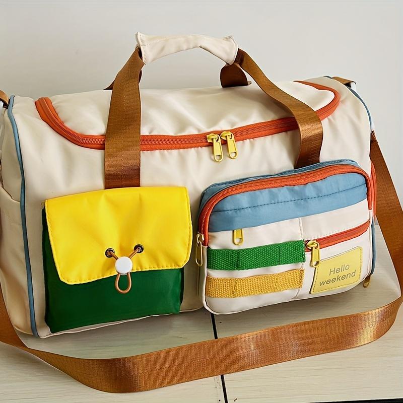 Colorful Retro Travel Bag Large Capacity Duffle With Shoulder Strap Sports Gym Carry-On Multi-Pocket Casual Weekend Luggage For Women