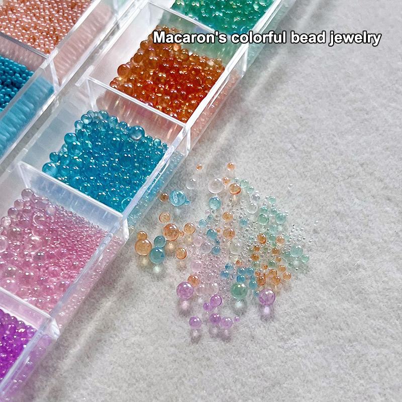 12 Grids/Box 3D Nail Art Charms Mix Round Colorful Pearls Beads Jewelry Manicure Craft Accessories For Decoration